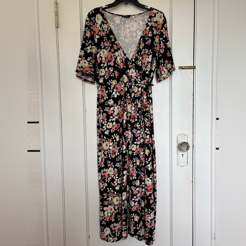 &Harmony Dress, floral, soft, slit skirt, L